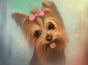Yorkie Puppy Soft Painting Wallpaper