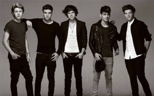 Young One Direction In Black And White Wallpaper