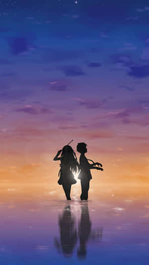 Your Lie In April Iphone Kōsei Kaori Silhouette Pictures Wallpaper