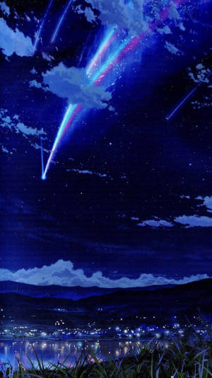 Your Name Itomori Skyline Meteor Shower Wallpaper