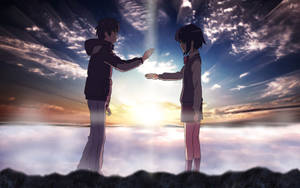 Your Name Mitsuha And Taki Meets At Twilight Wallpaper