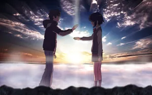 Your Name Mitsuha And Taki Meets At Twilight Wallpaper