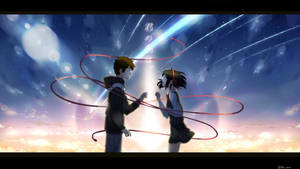Your Name Taki And Mitsuha Red String Wallpaper