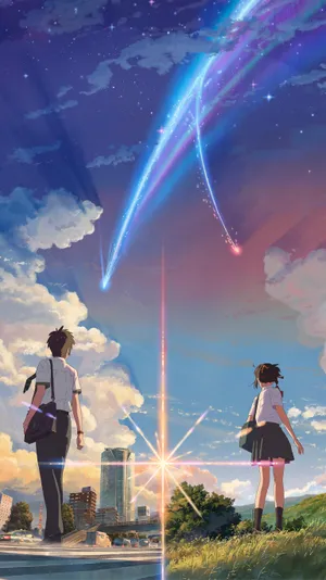 Your Name Taki Mitsuha Two Worlds Wallpaper