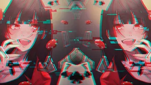 Yumeko Anime Character Glitch Effect Wallpaper
