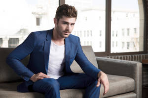 Zac Efron In Blue Suit Wallpaper