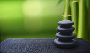 Zen Black Flat Stones Wallpaper