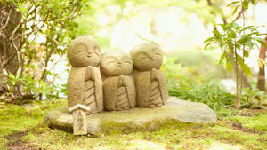 Zen Garden Monk Statues Wallpaper