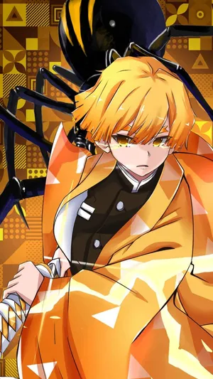 Zenitsu Agatsuma Cute Demon Slayer Graphic Art Wallpaper