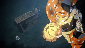 Zenitsu Killing Spider Demon Wallpaper