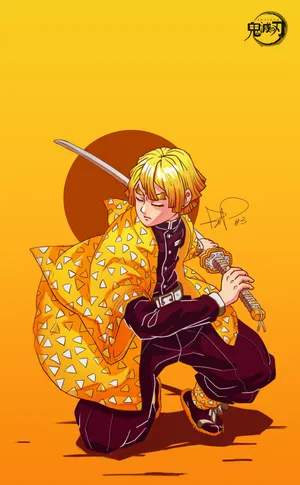 Zenitsu Orange Digital Art Wallpaper