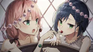 Zero Two And Ichigo Lollipops Wallpaper