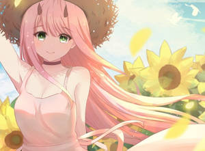 Zero Two And Sunflowers Wallpaper