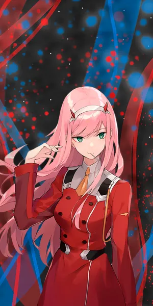 Zero Two Caressing Hair Phone Wallpaper