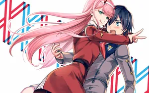 Zero Two Hugging Hiro Wallpaper