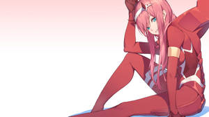 Zero Two Sitting And Smiling Wallpaper