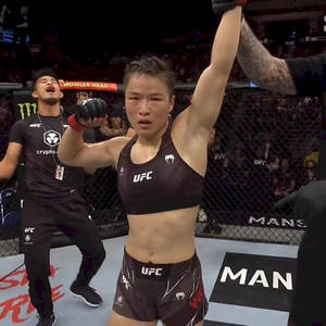 Zhang Weili Hand Raised After Fight Wallpaper