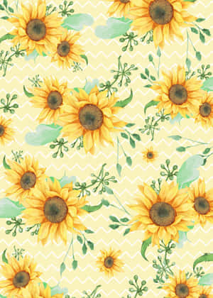Zigzag Lines With Sunflower Phone Wallpaper