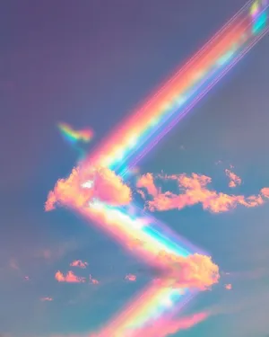 Zigzag Pastel Rainbow With Clouds Wallpaper
