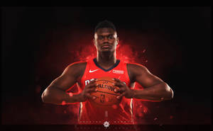 Zion Williamson Neon Red Art Wallpaper