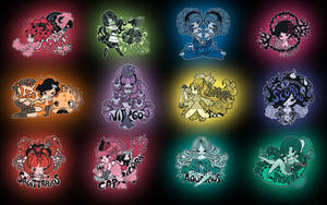 Zodiac Signs Chibi Neon Aesthetic Wallpaper