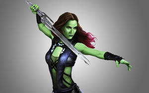 Zoe Saldana As Gamora Digital Illustration Wallpaper