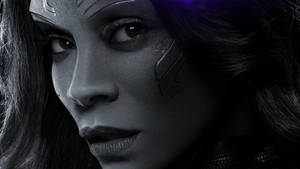 Zoe Saldana Greyscale Gamora Photograph Wallpaper