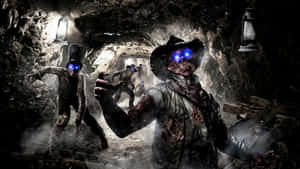 Zombies In A Cave With Flashlights Wallpaper