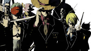 Zoro With Other Straw Hat Pirates Wallpaper